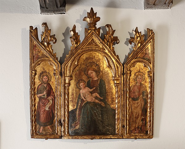 Triptychon aus Gold mit Maria und dem Jesuskind