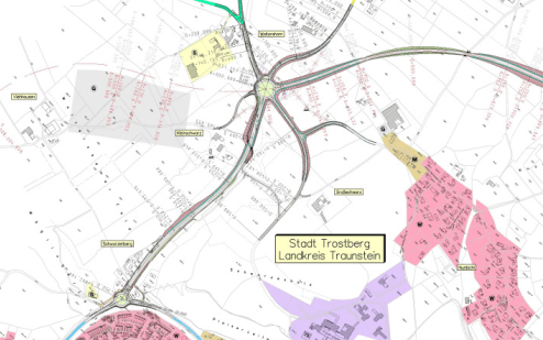 Planausschnitt Ortsumfahrung Trostberg B299, Stand 2008