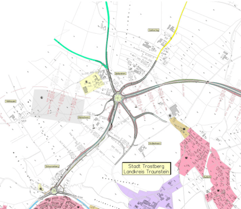 Planausschnitt Ortsumfahrung Trostberg B299, Stand 2008
